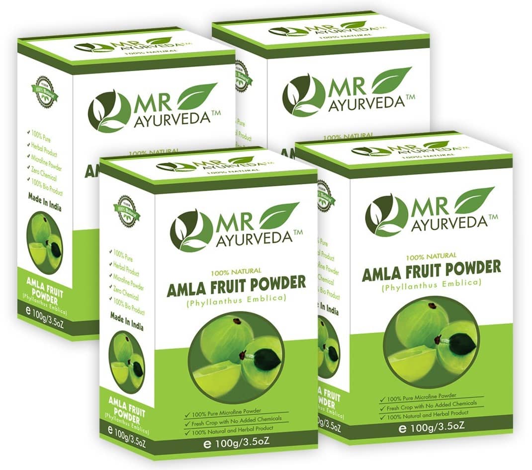 MR Ayurveda Amla Powder for Hair & Skin Hair Scalp Treatment 400 g Pack of 4