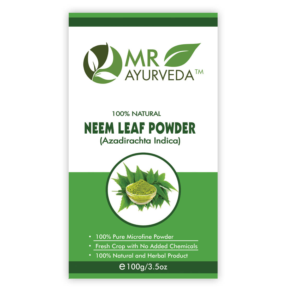 MR Ayurveda Neem Powder for Hair & Skin Care Face Pack Masks 100 gm