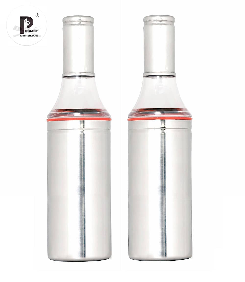 PIQUANT KITCHENWARE Oil Pourer Steel Oil Container/Dispenser Set of 2 1000 mL
