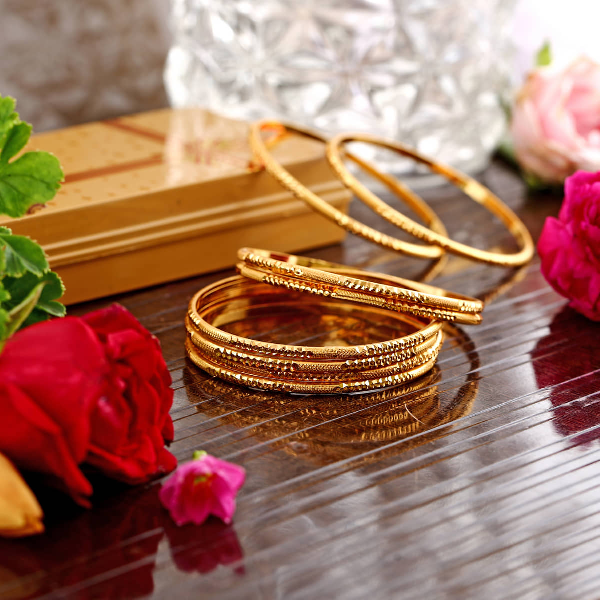 Vighnaharta Traditional Wear 1gm Gold Plated Alloy Bangle for Women and Girls - pack of 8 pcs Bangle- [VFJ1005BG2-8] - Bangles & Bracelets | Buy online on ZillyBuy