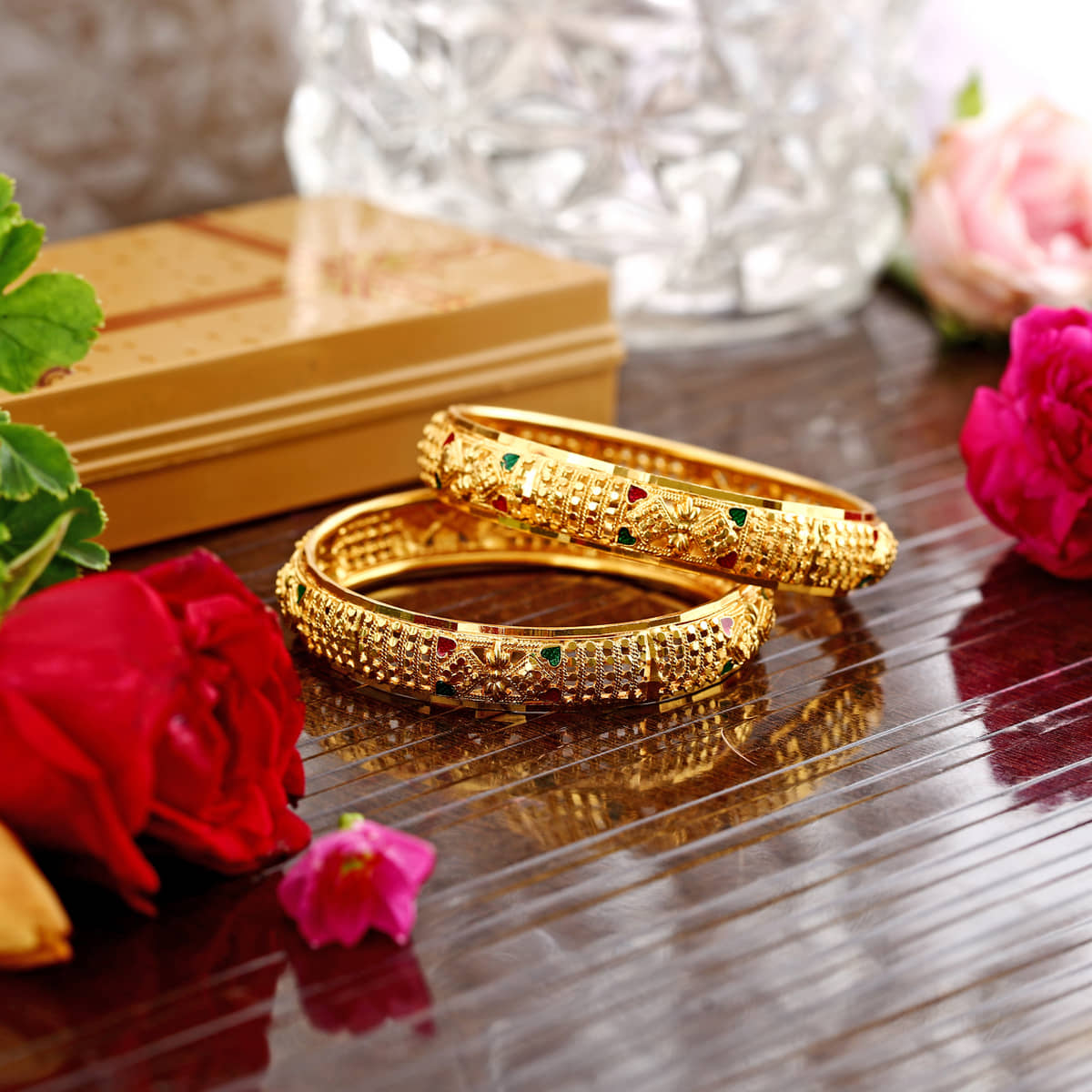 Vighnaharta Traditional Wear 1gm Gold Plated Alloy Bangle for Women and Girls - pack of 2 pcs Bangle- [VFJ1009BG2-8] - Bangles & Bracelets | Buy online on ZillyBuy