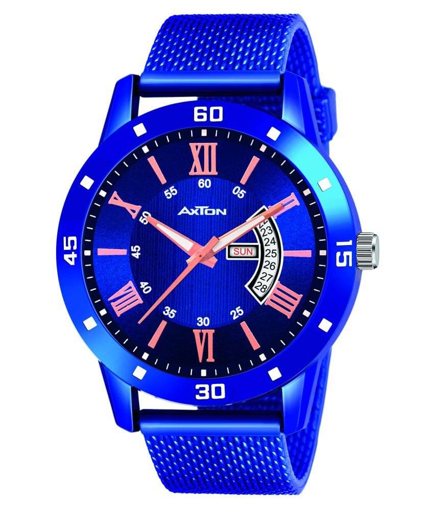     			Axton AXT1101Blue DAYDATE Silicon Analog Men's Watch