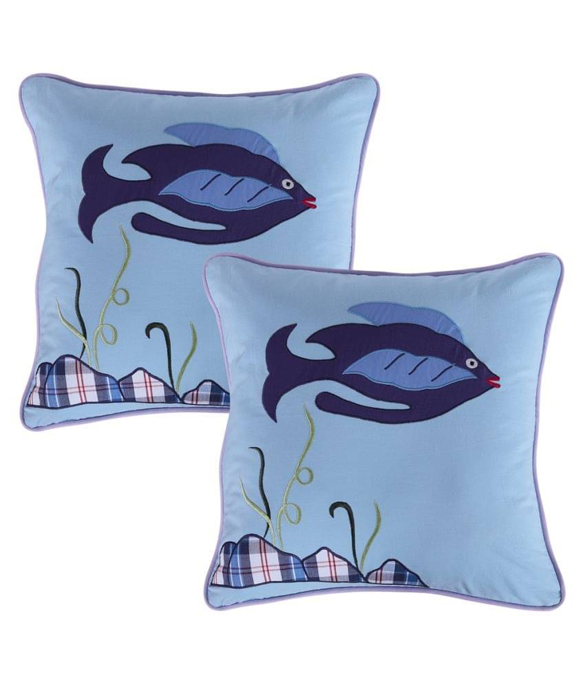     			HUGS N RUGS Set of 2 Cotton PatchWork Square Cushion Cover (40X40)cm - Multi
