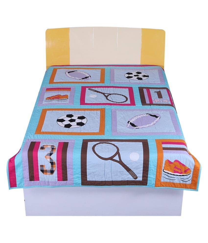 Hugs'n'Rugs Single Cotton Multi Embroidery Comforter     			Hugs'n'Rugs Single Cotton Multi Embroidery Comforter