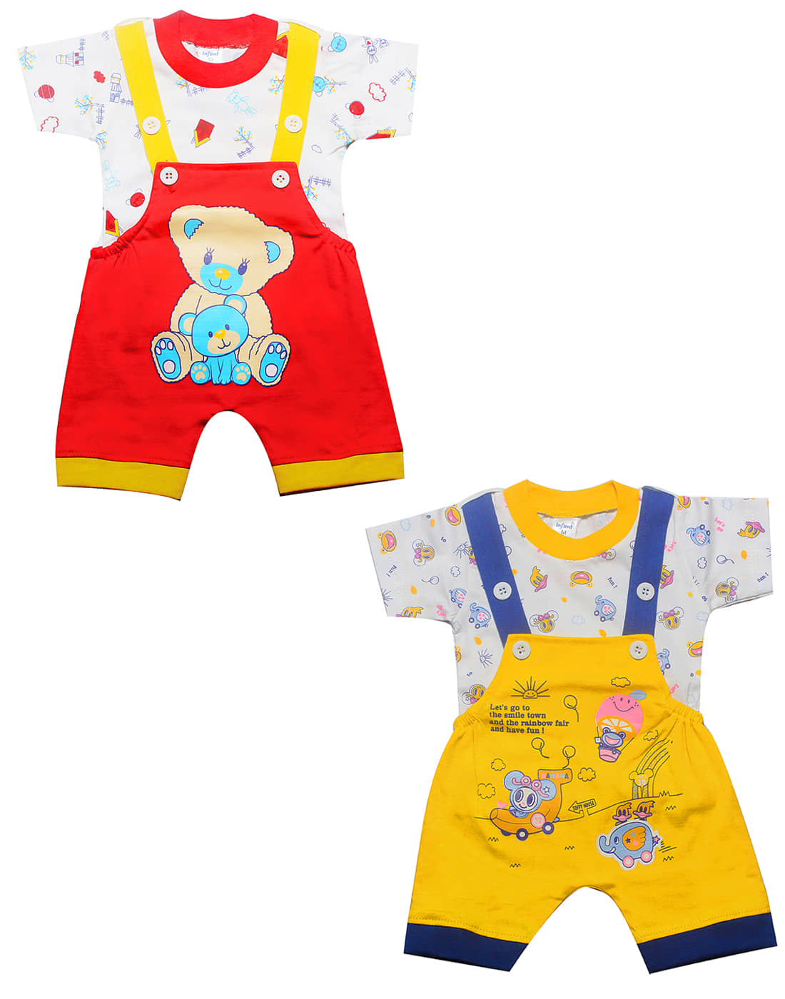 INFANT Pack of 2 Baby Boys 100% Cotton Bodysuit ( Red & Yellow )