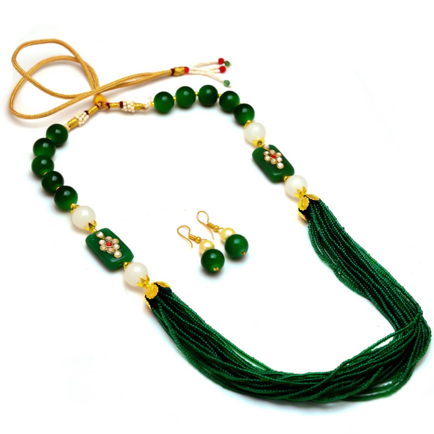Jewar Mandi - Green None Necklace Set ( Pack of 1 )