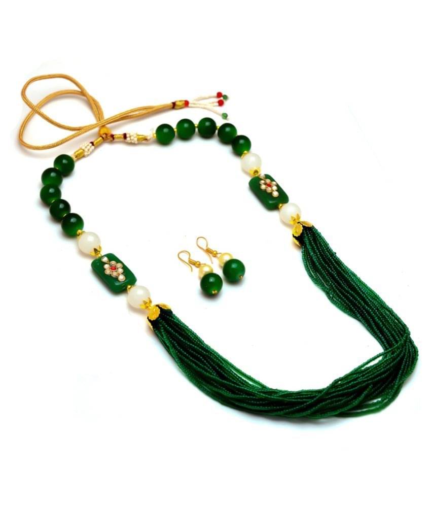 Jewar Mandi None Green Contemporary/Fashion Necklaces Set Long Haram Jewar Mandi None Green Contemporary/Fashion Necklaces Set Long Haram