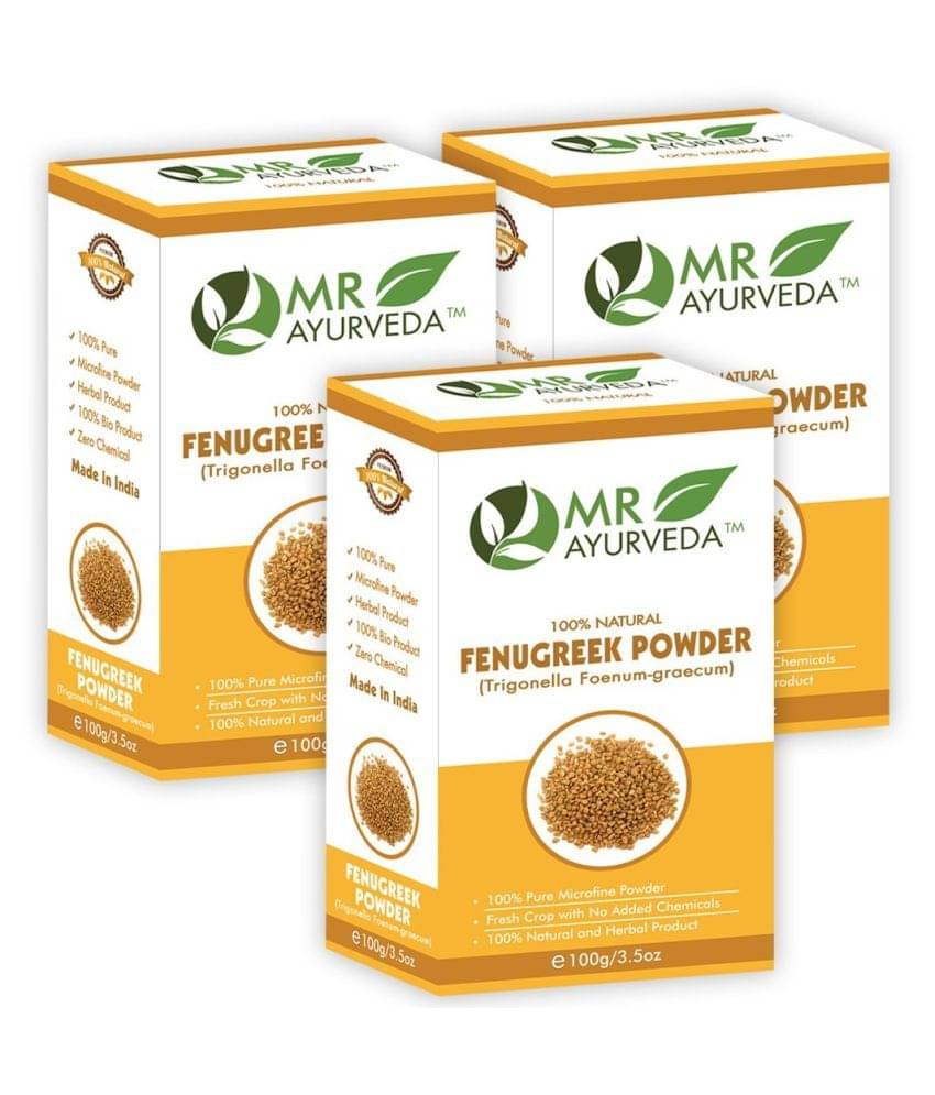 MR Ayurveda (Fenugreek Powder) Methi Hair Scalp Treatment 300 g Pack of 3     			MR Ayurveda (Fenugreek Powder) Methi Hair Scalp Treatment 300 g Pack of 3