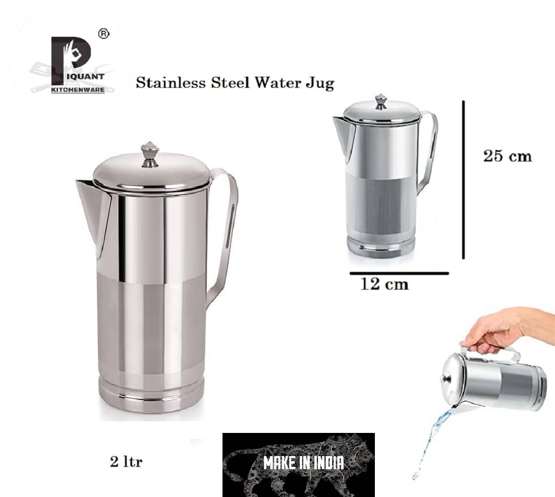 PIQUANT KITCHENWARE Silver Touch Stainless Steel Jugs 2000 mL PIQUANT KITCHENWARE Silver Touch Stainless Steel Jugs 2000 mL