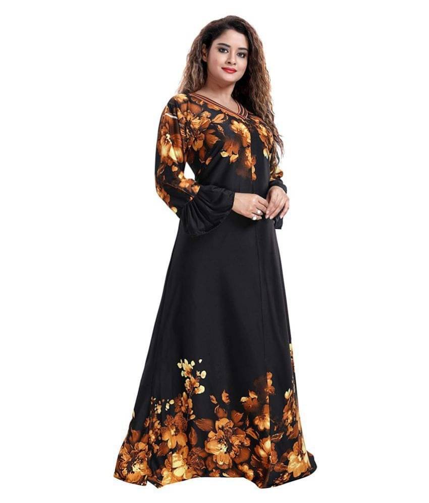     			PURSA - Black Satin Women's Nightwear Nighty & Night Gowns