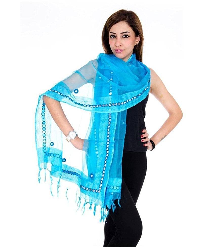 Raj Turquoise Tissue Mirror Work Dupatta Raj Turquoise Tissue Mirror Work Dupatta