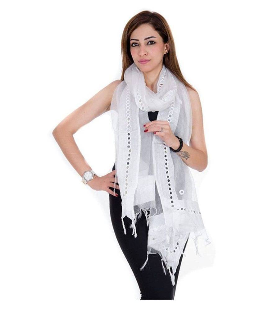 Raj White Tissue Mirror Work Dupatta Raj White Tissue Mirror Work Dupatta