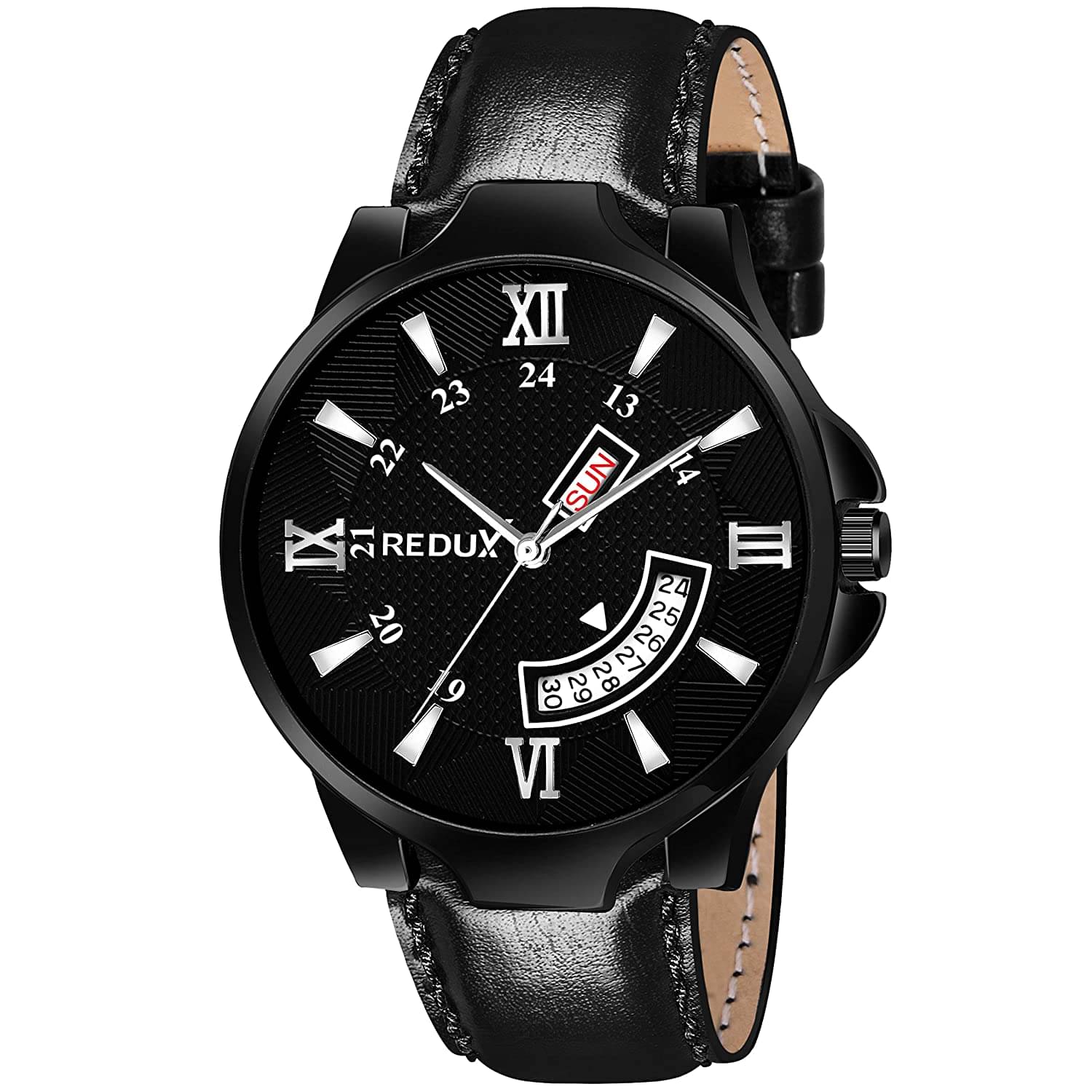     			Redux - Black Leather Analog Men's Watch
