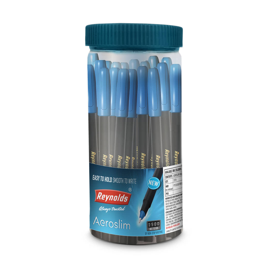 Reynolds AEROSLIM BALL PEN JAR -25 CT -BLUE  (PACK OF 3)