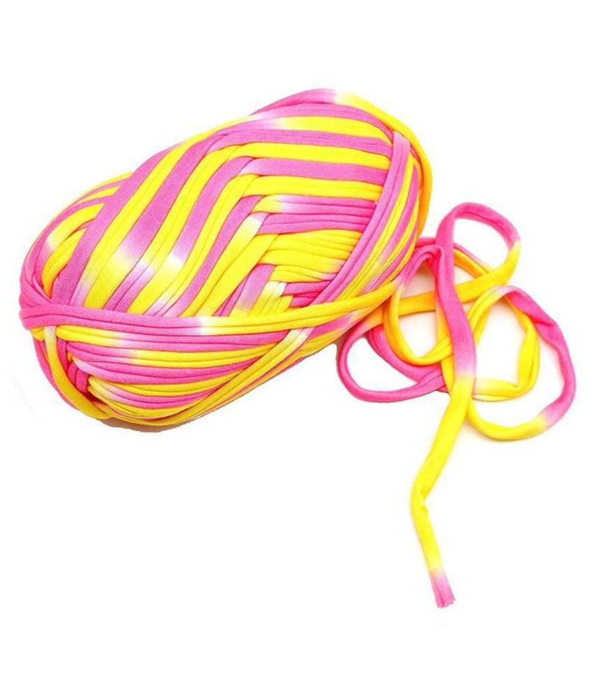 PRANSUNITA T-Shirt Yarn Carpet, Knitting Yarn for Hand DIY Bag Blanket Cushion Crocheting Projects TSH New 100 GMS (Rani Yellow)     			PRANSUNITA T-Shirt Yarn Carpet, Knitting Yarn for Hand DIY Bag Blanket Cushion Crocheting Projects TSH New 100 GMS (Rani Yellow)