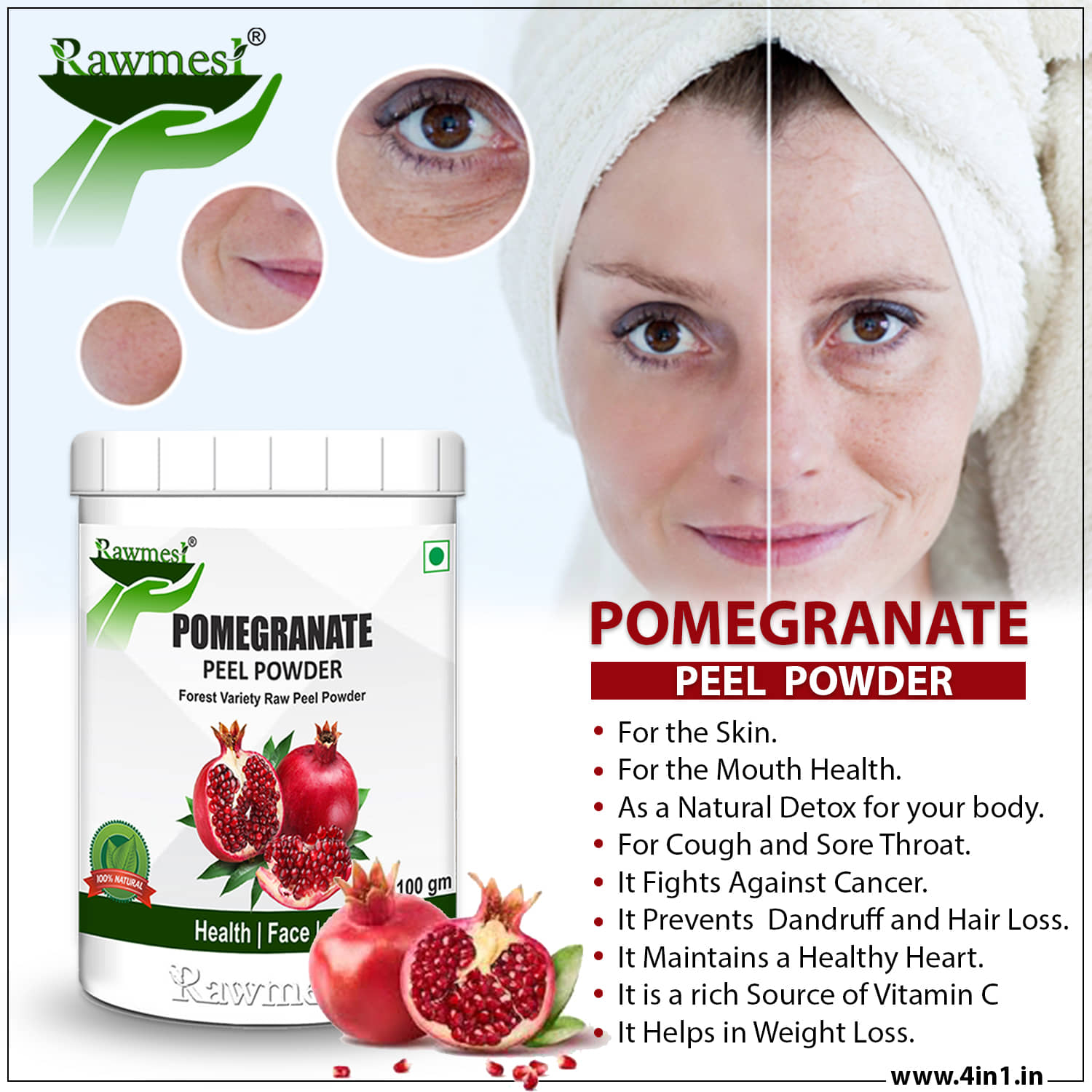 rawmest Pomegranate Powder 200 gm Multivitamins Powder Pack of 2