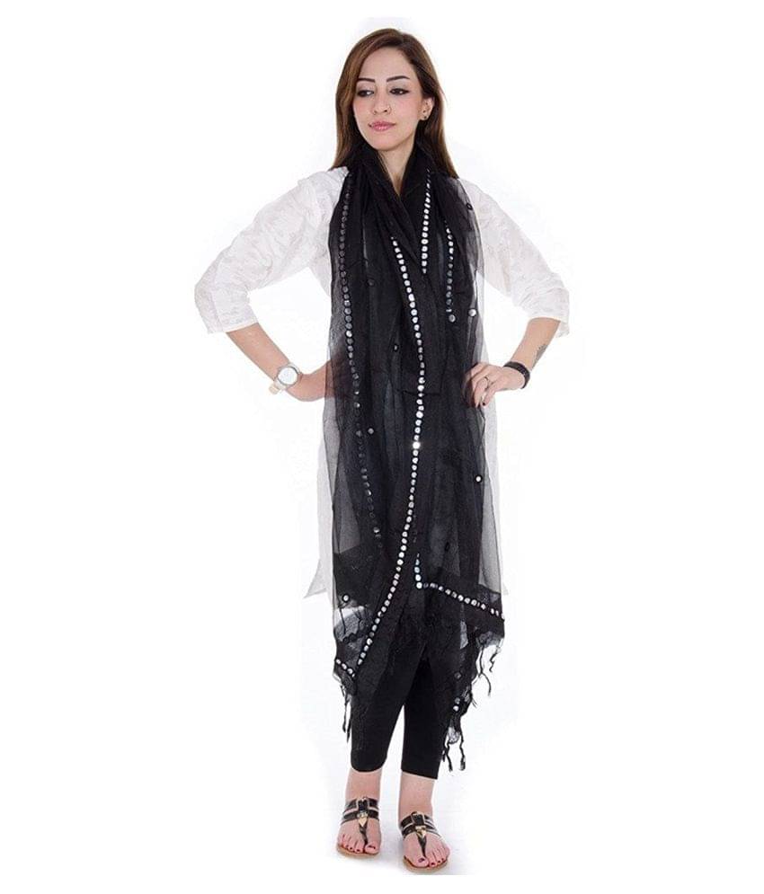 Raj Black Tissue Mirror Work Dupatta Raj Black Tissue Mirror Work Dupatta