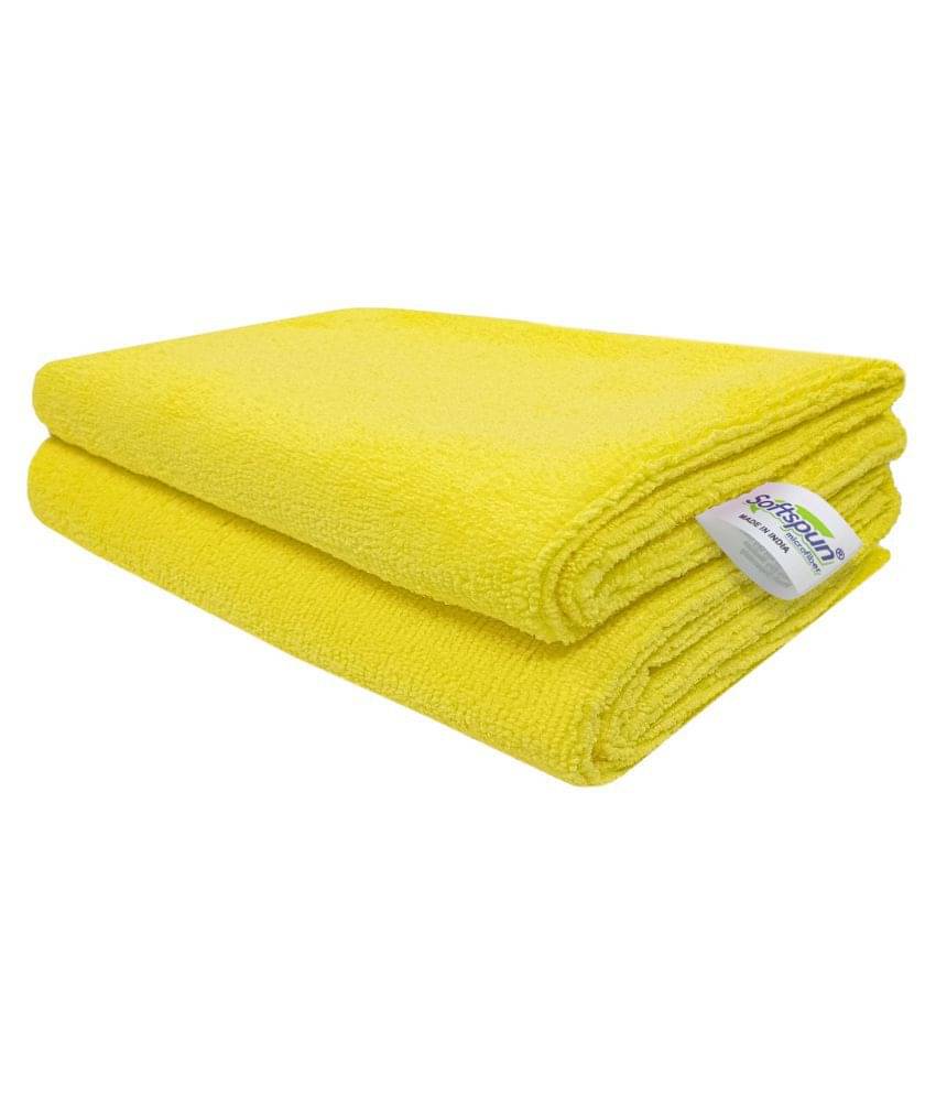 SOFTSPUN Microfiber Cloth - 2 pcs - 40x60 cms - 340 GSM Yellow - Thick Lint & Streak-Free Multipurpose Cloths - Automotive Microfibre Towels for Car Bike Cleaning Polishing Washing & Detailing SOFTSPUN Microfiber Cloth - 2 pcs - 40x60 cms - 340 GSM Yellow - Thick Lint & Streak-Free Multipurpose Cloths - Automotive Microfibre Towels for Car Bike Cleaning Polishing Washing & Detailing
