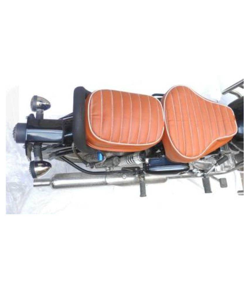     			Seat Cover Fancy Tan With White Lining For Royal Enfield Classic , Classic 350cc , Classic Chrome