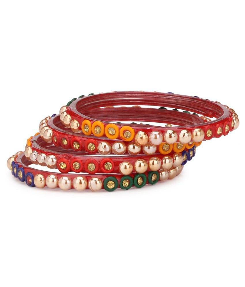 Afast Designer Set Of Bangle/ Kada For Party And Daily Use, Glass, Ornamented-DK154 Afast Designer Set Of Bangle/ Kada For Party And Daily Use, Glass, Ornamented-DK154