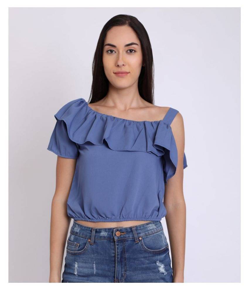 Chimpaaanzee Women's Polyester Crop Top ( Blue ) Chimpaaanzee Women's Polyester Crop Top ( Blue )