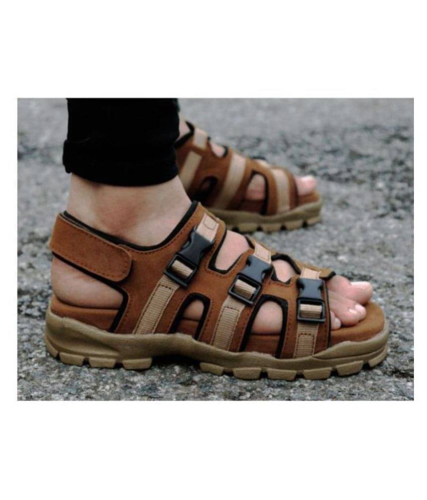     			Fashion Victim Tan Suede Floater Sandals