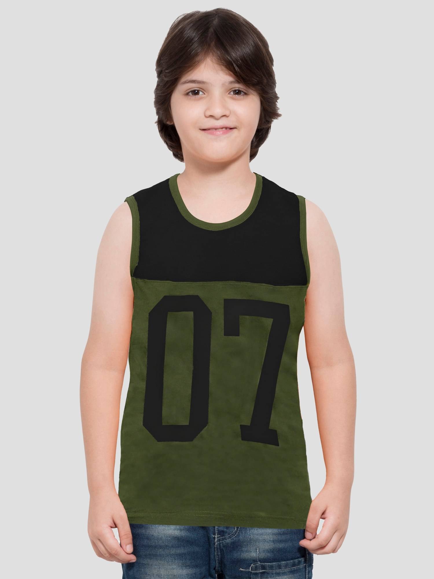     			Maniac Striped Men's Sleeveless Round Neck Olive Cotton Vest