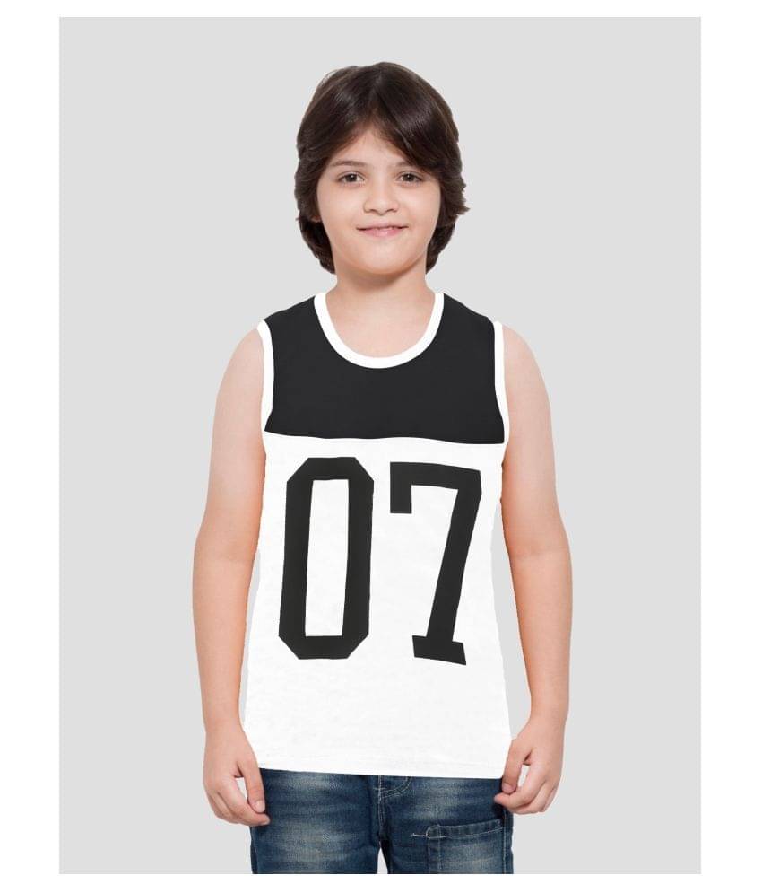     			Maniac Striped Men's Sleeveless Round Neck White Cotton Vest