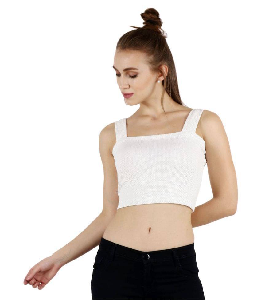     			POPWINGS Women's Polyester Crop Top ( White )