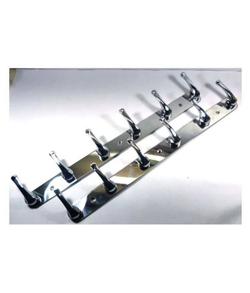 RR Collection Home Decor -Pack of 2- Stainless Steel 6 Pin Wall & Door surface mounted Hooks