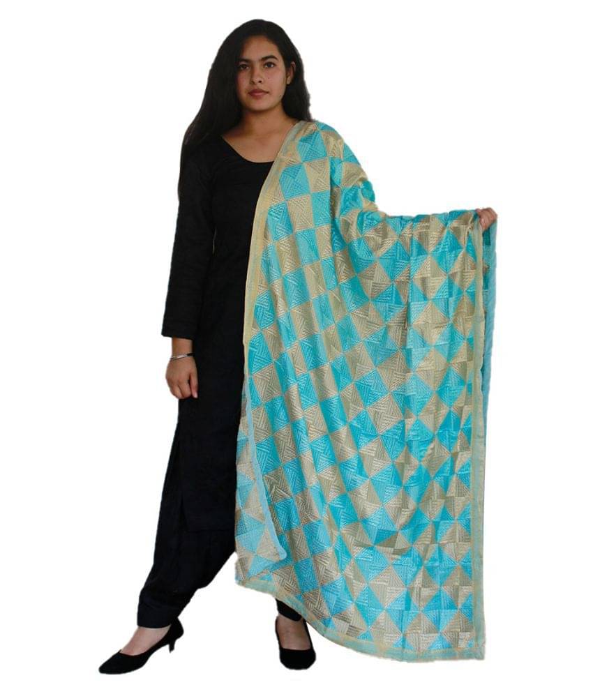Sahej Suits & Phulkari Turquoise Chiffon Dupatta Sahej Suits & Phulkari Turquoise Chiffon Dupatta