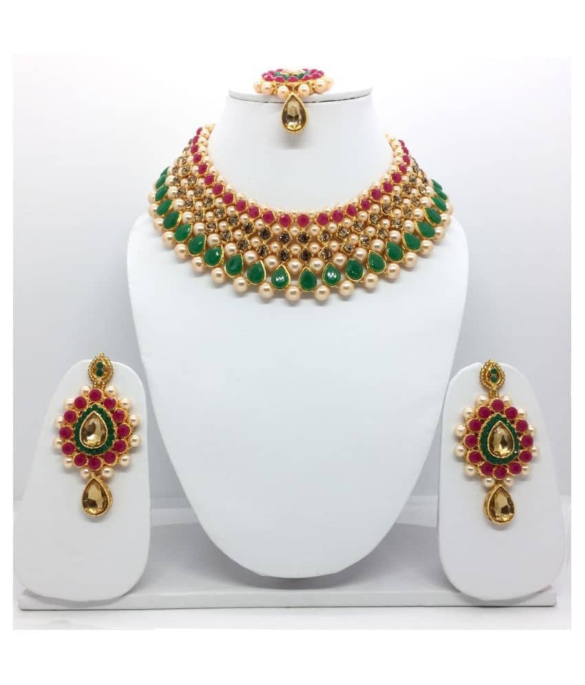 Sunhari Jewels - Gold Alloy Necklace Set ( Pack of 1 )