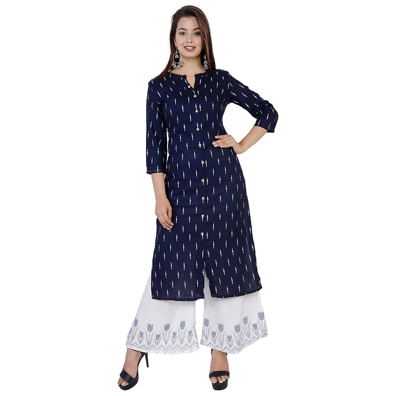HF Holyday Fashion Blue Rayon A-line Kurti HF Holyday Fashion Blue Rayon A-line Kurti