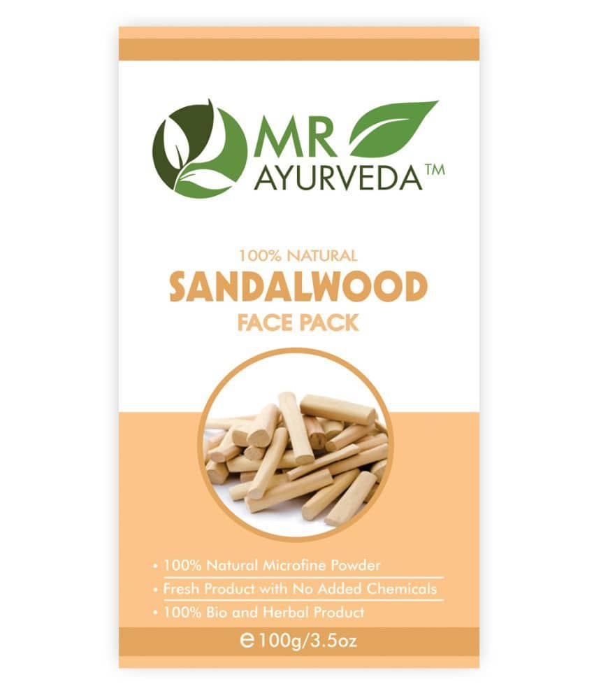 MR Ayurveda Sandalwood Powder for Skin Whitening Face Pack Masks 100 gm