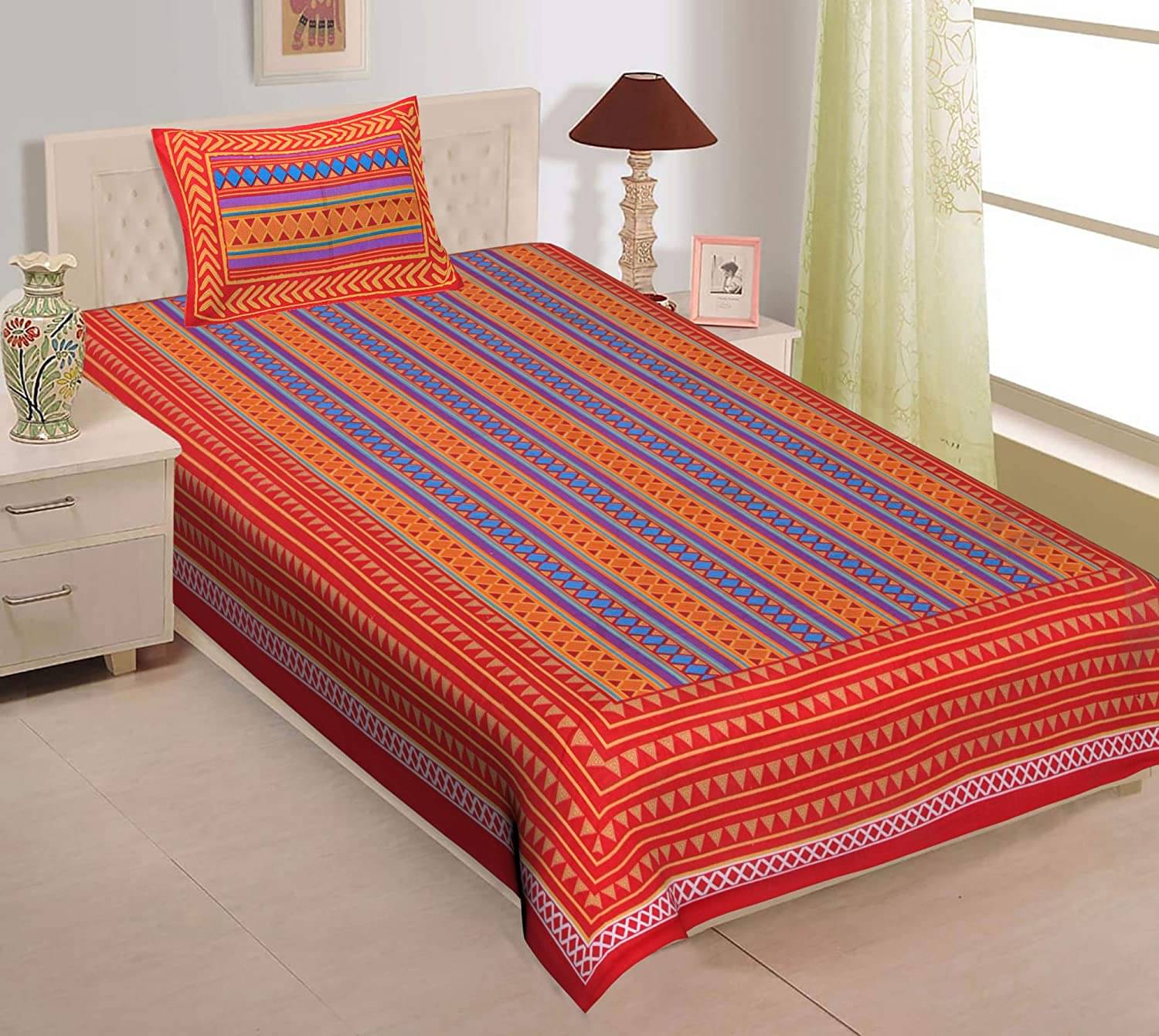     			Uniqchoice Cotton Single Bedsheet ( Red )
