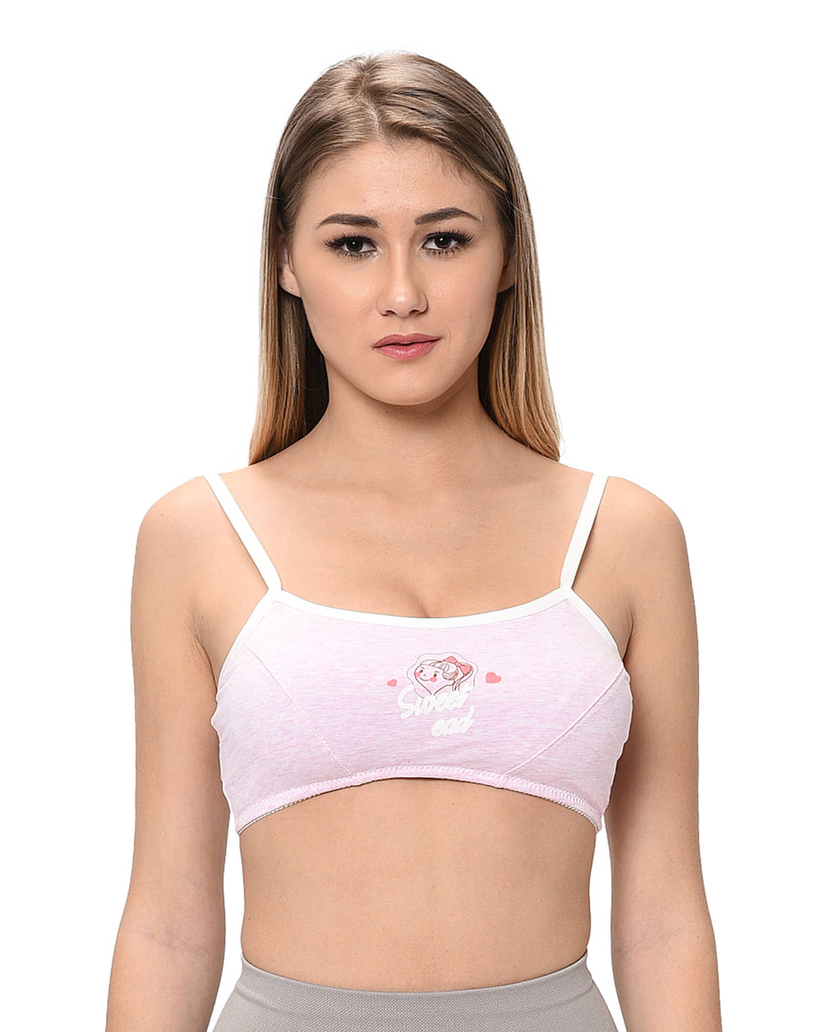 Elina Pink Cotton Solid Sports Bra Elina Pink Cotton Solid Sports Bra
