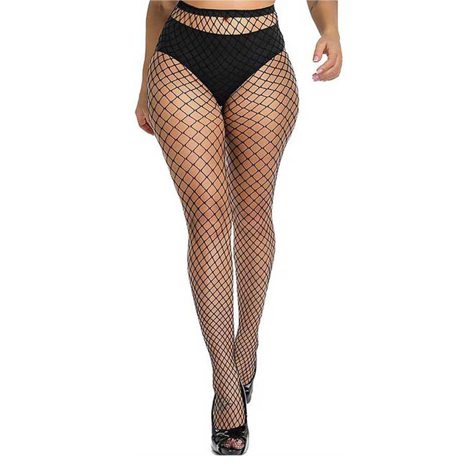     			HF LUMEN - Black Net Women's Full length Stockings ( Pack of 1 )