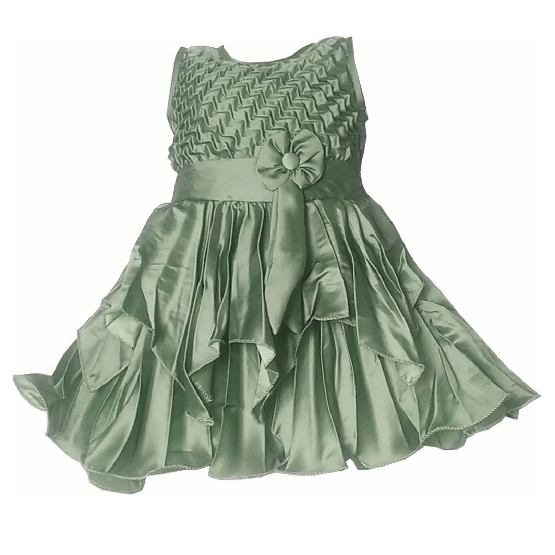 harshvardhanmart.com Baby Girls Satin Frocks ( Green )