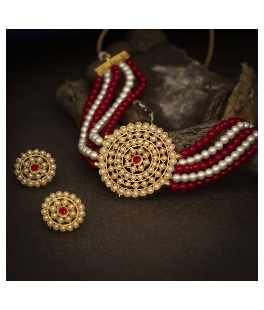     			Sukkhi Alloy Red Traditional Necklaces Set Choker