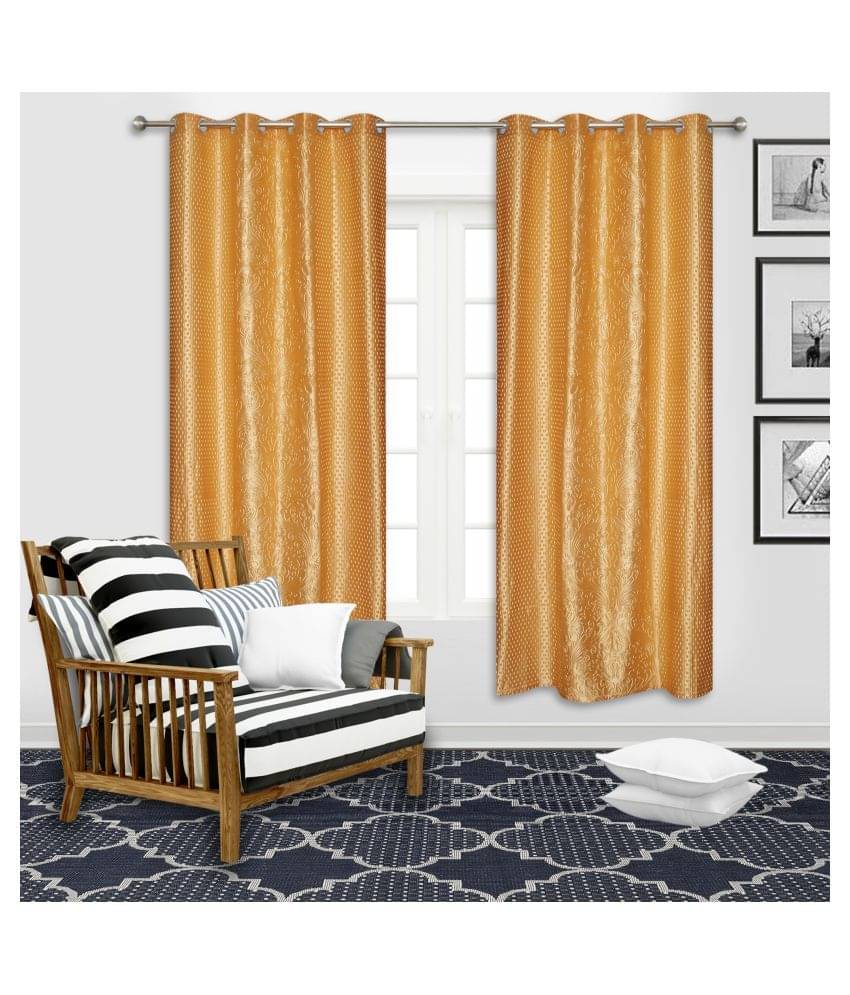 Veronica Deco Set of 2 Door Blackout Room Darkening Eyelet Poly Cotton Curtains Yellow Veronica Deco Set of 2 Door Blackout Room Darkening Eyelet Poly Cotton Curtains Yellow