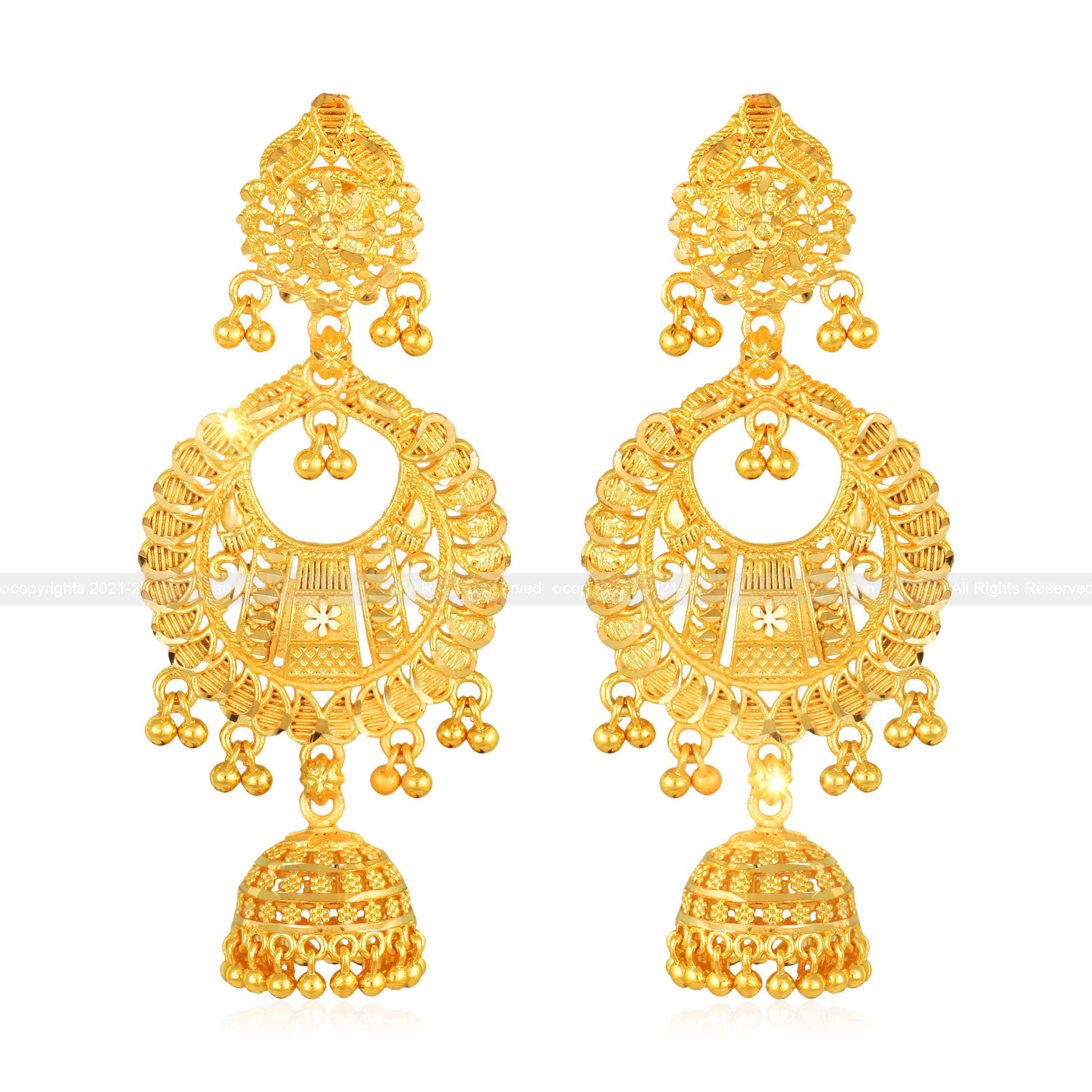 Vighnaharta - Golden Chandelier Earrings ( Pack of 1 ) - Earrings | Buy online on ZillyBuy