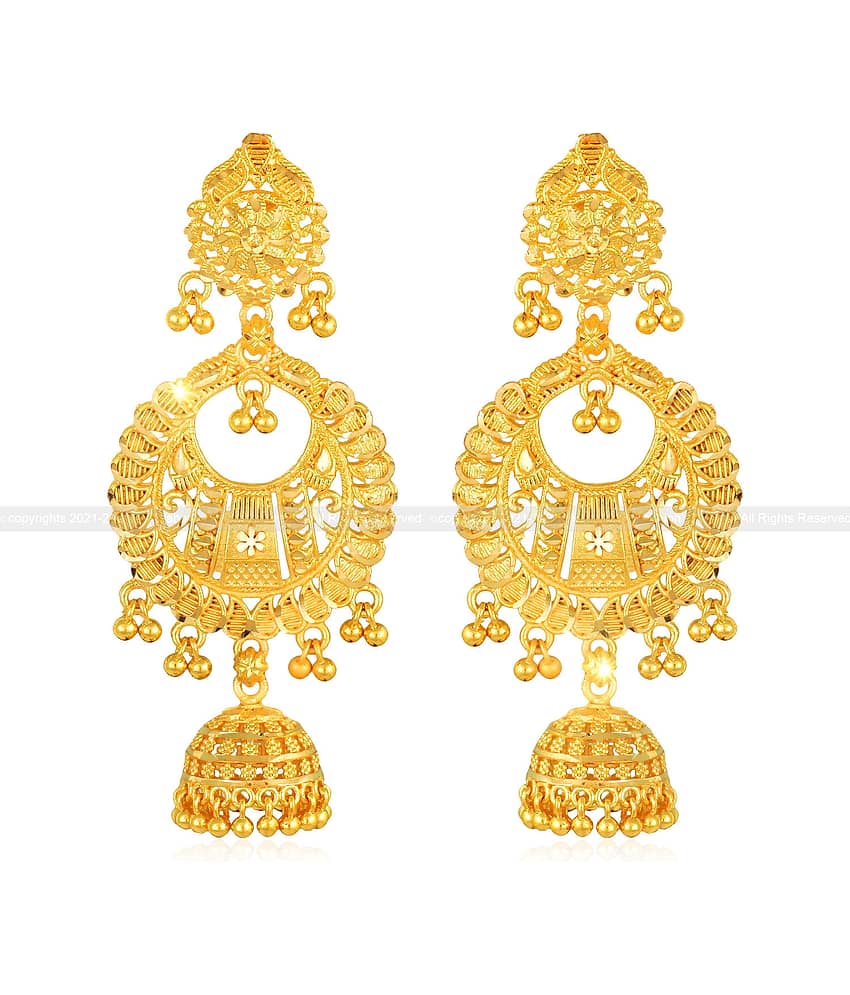 Vighnaharta - Golden Chandelier Earrings ( Pack of 1 ) - Earrings | Buy online on ZillyBuy
