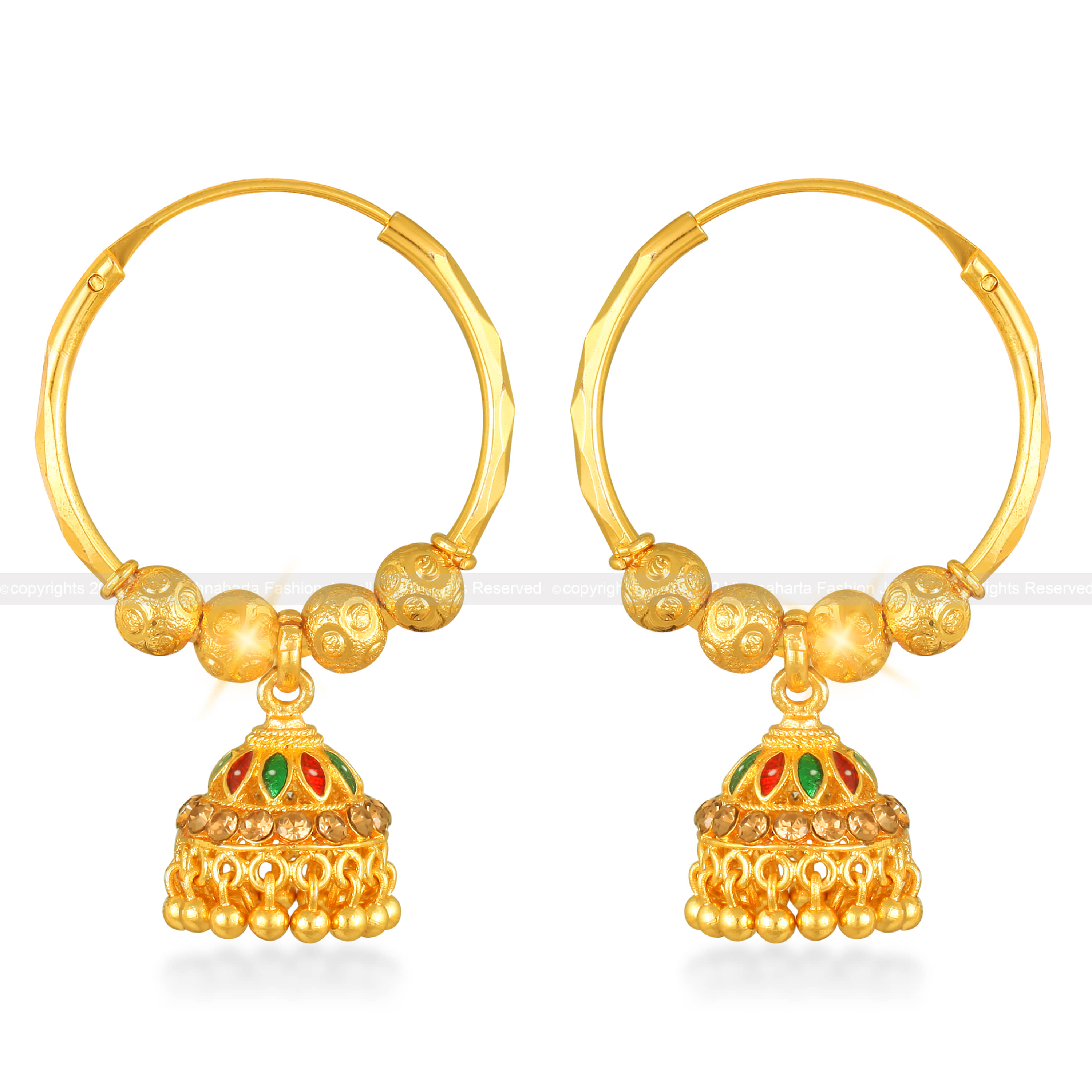 Vighnaharta - Golden Jhumki Earrings ( Pack of 1 ) - Earrings | Buy online on ZillyBuy