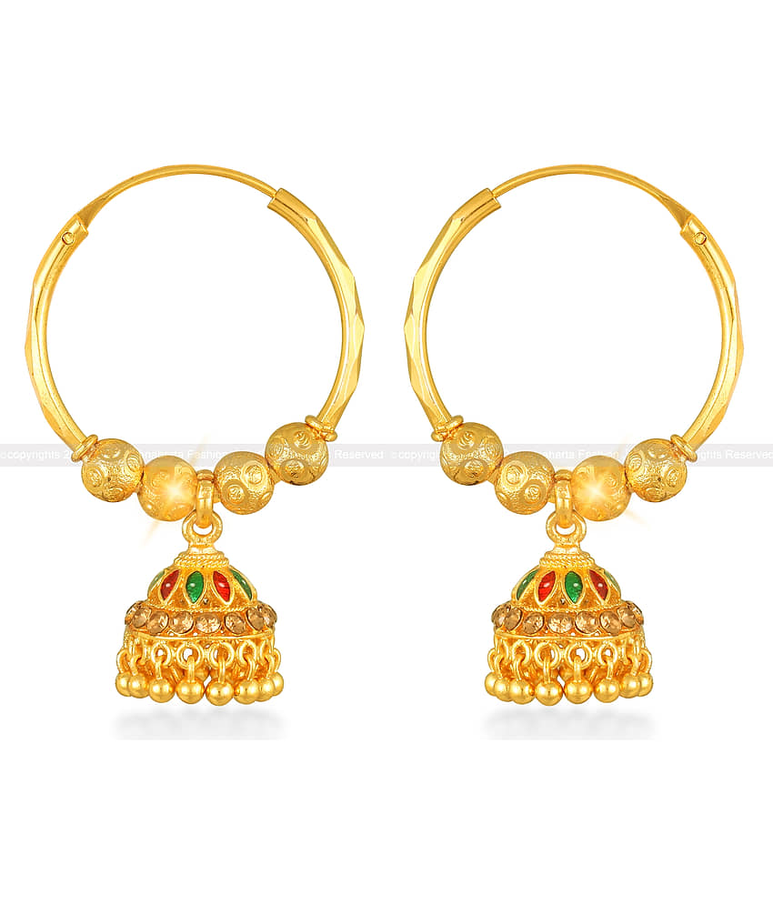 Vighnaharta - Golden Jhumki Earrings ( Pack of 1 ) - Earrings | Buy online on ZillyBuy