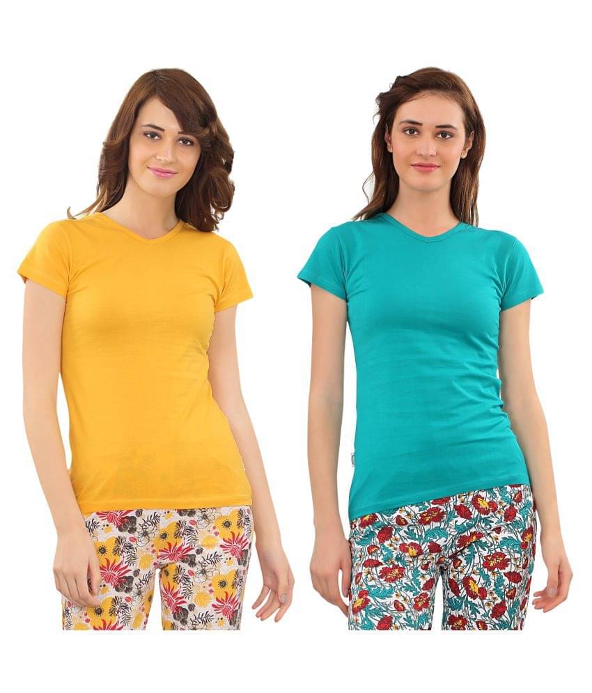 Zebu Women Cotton Solid Regular Fit Round Neck T-Shirt ( Multi Color )     			Zebu Women Cotton Solid Regular Fit Round Neck T-Shirt ( Multi Color )