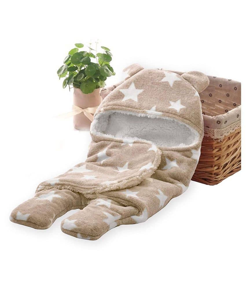 aurapuro Brown Flannel Baby Blanket ( 76 cm × 68 cm- 2 pcs)