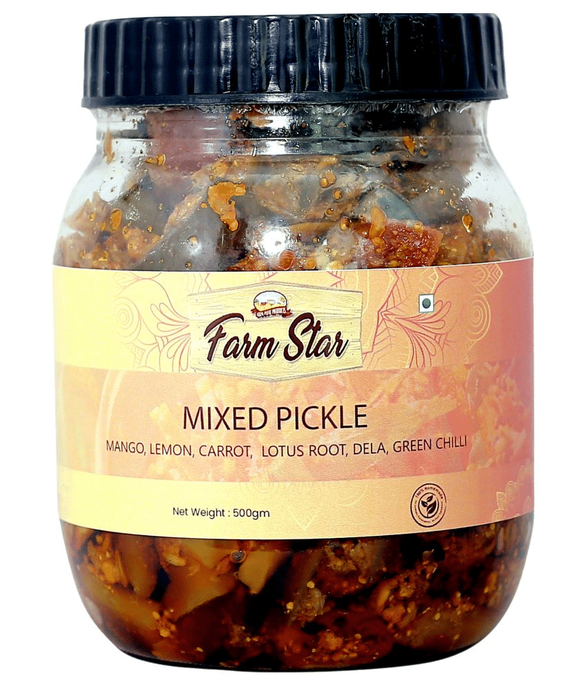 Farm Star (Mango, Lemon, Carrot, Lotus Root, Dela ) Fruit & Vegetable Pickle 500 g     			Farm Star (Mango, Lemon, Carrot, Lotus Root, Dela ) Fruit & Vegetable Pickle 500 g