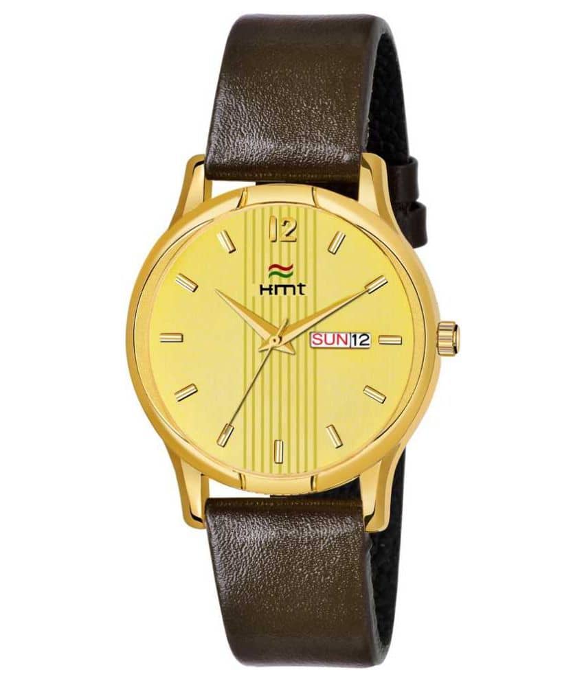Hemt HM-GR350-GLD-BRN Leather Analog Men's Watch