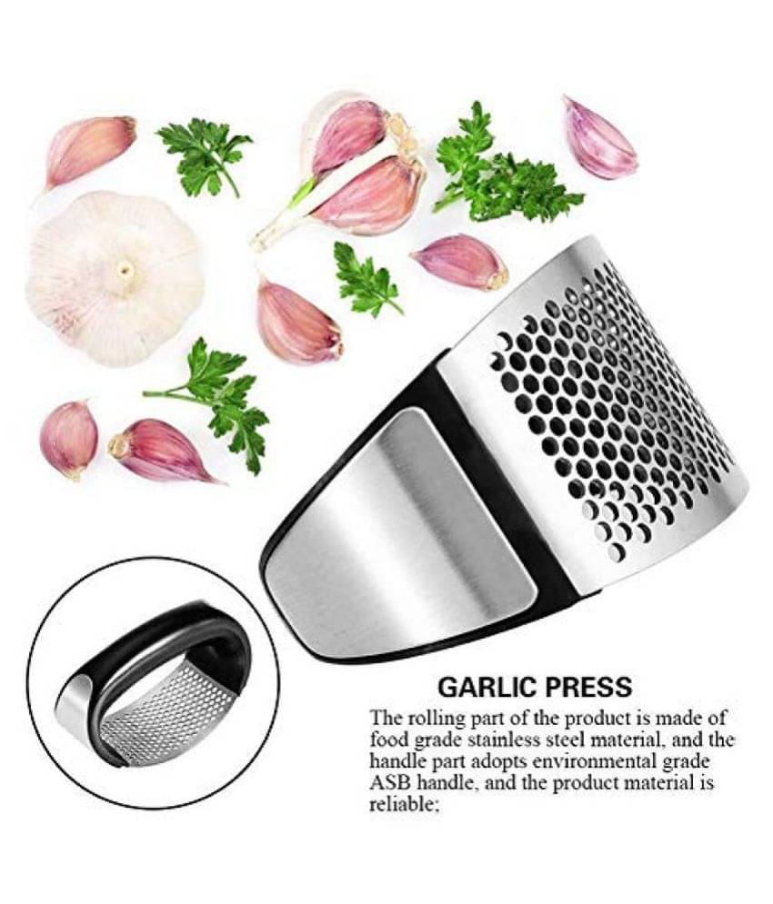     			Zms Marketing Garlic Press Rocker, Stainless Steel Garlic Mincer Chopper Ginger Crusher and Peeler Squeezer Press Kitchen