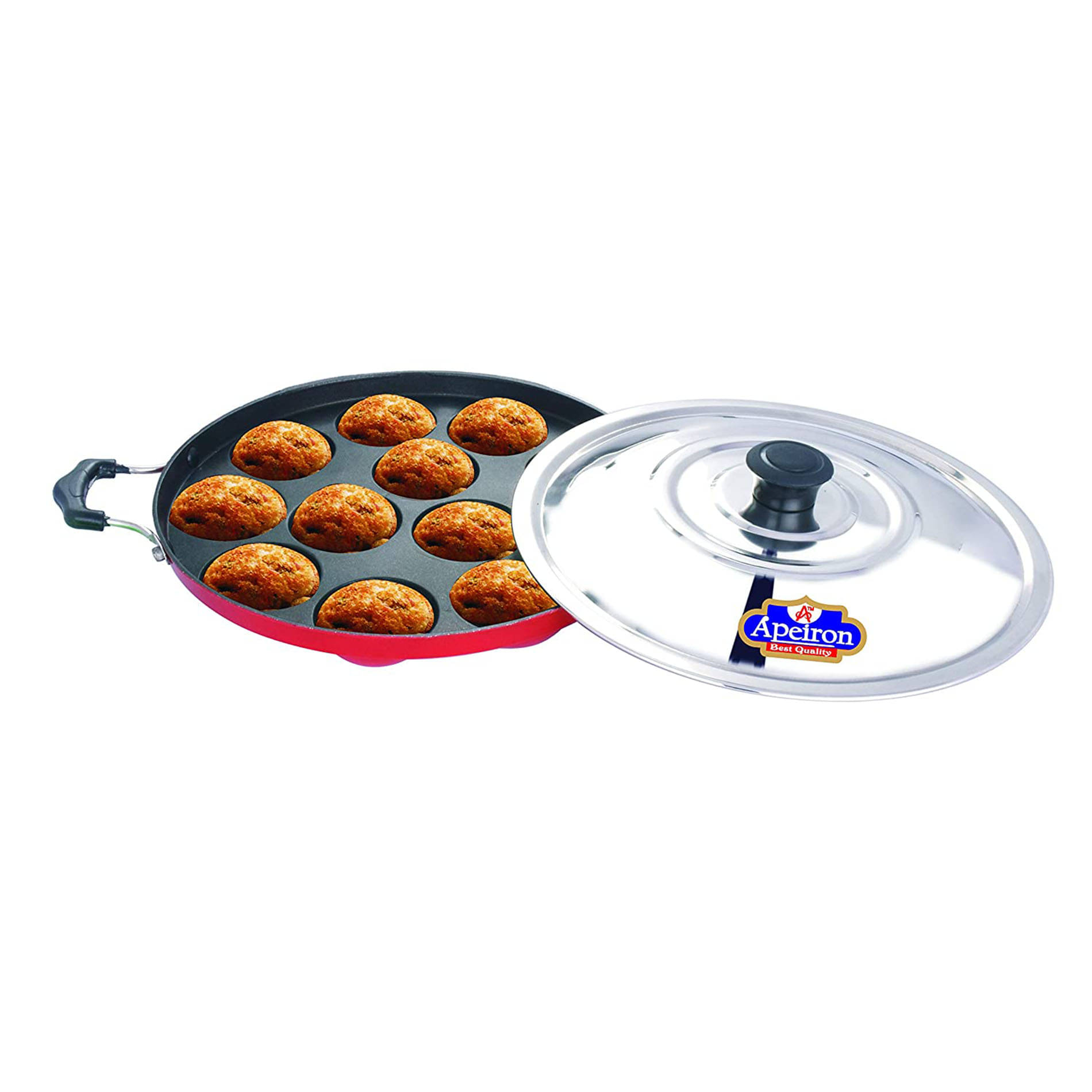     			APEIRON Appam Red Non-Stick Aluminum Chetty Pan 24 cm 1000 mL